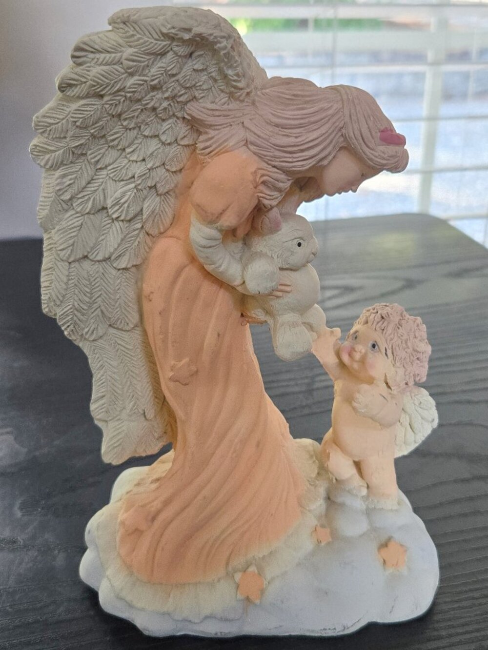 Cherub and Angel with bunny Statue 7 1/2 inches tall